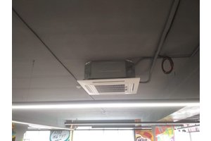 Монтаж кассетных кондиционеров и вытяжной установки в городе Староконстантинов. Магазин "Траш"